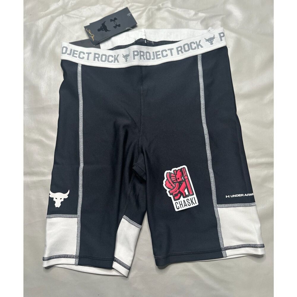 Under Armour Project Rock HeatGear Bike Shorts 1366005-001 Black Women Medium